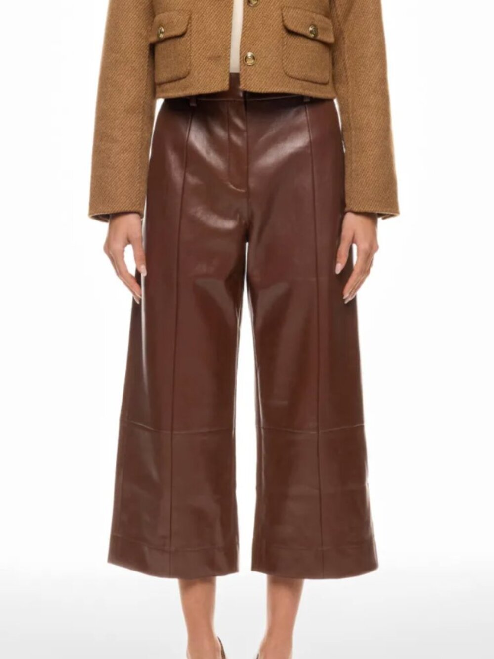 Jason Wu Brown Wide-Leg Faux Leather Culottes